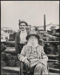 Whitman in Camden, New Jersey, near the end of his life, with his nurse Warren Fritzenger.